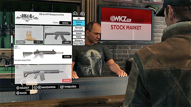 Najlepsze bronie najłatwiej jest pozyskać kupując je w sklepie - Walka na odległość i w zwarciu | Walka w Watch Dogs - Watch Dogs 1 - poradnik do gry