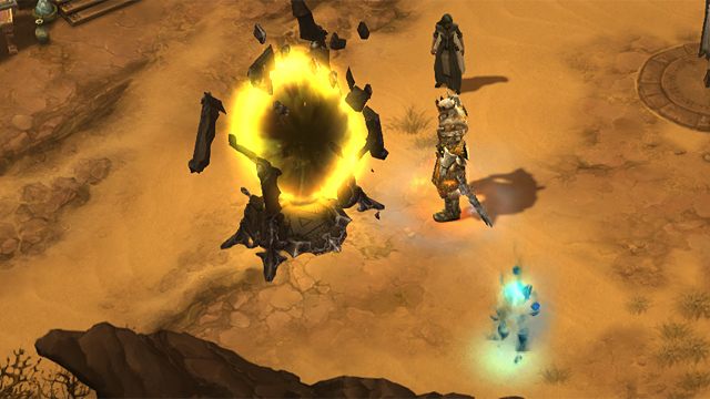 Szczelina otwarta - niebieski duch stojący obok to Orek. - Szczeliny Nefalemów | Opis mechanizmów rozgrywki w Diablo III - Diablo III: Reaper of Souls - poradnik do gry