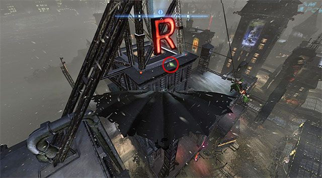 Rozpocznij na dachu wysokiego budynku na południowy-zachód od sekretu - Plik z danymi 3 (Zaułki) - Batman: Arkham Origins - poradnik do gry