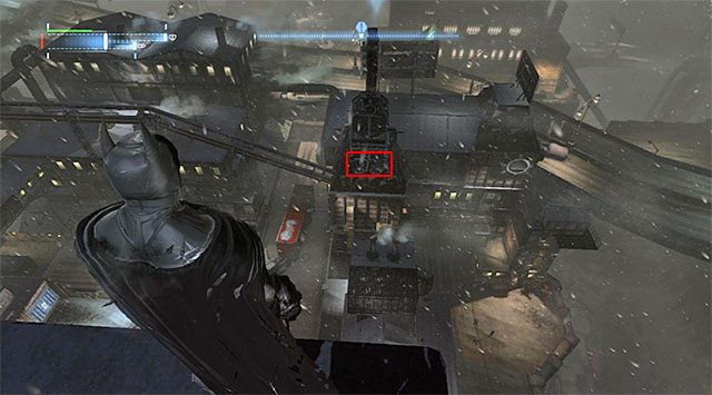Rozpocznij na wysokim kominie na wschód od sekretu - Plik z danymi 8 (Dzielnica przemysłowa) - Batman: Arkham Origins - poradnik do gry