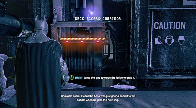 Miejsce wykonania ostatniego skoku - Uzyskaj dostęp do biura Pingwina - górny pokład - Batman: Arkham Origins - poradnik do gry
