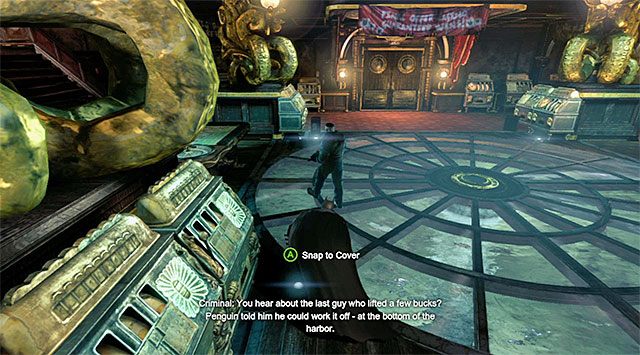 Zajdź od tyłu uzbrojonego bandytę - Uzyskaj dostęp do biura Pingwina - górny pokład - Batman: Arkham Origins - poradnik do gry