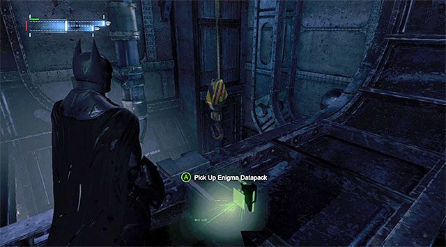 Poszukiwany pakiet znajduje się nad pomieszczeniem kotłowni [Boiler Deck] (pierwsza duża lokacja odwiedzana na statku), na pokazanej na screenie półce - Plik z danymi 7 (Mila Rozrywki) - Batman: Arkham Origins - poradnik do gry