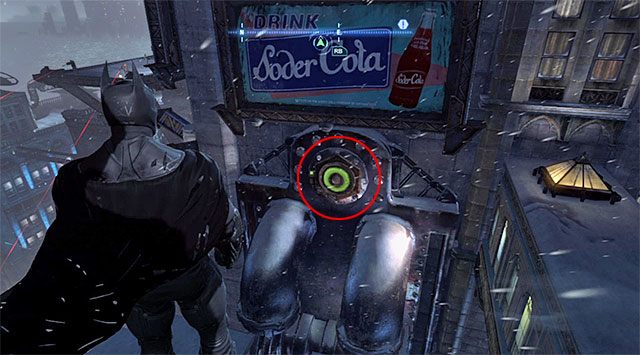 Rozpocznij od ustawienia się na dachu dokładnie nad sekretem (uwaga na snajpera, który może go okupować) - Plik z danymi 17 (Dzielnica brylantów) - Batman: Arkham Origins - poradnik do gry