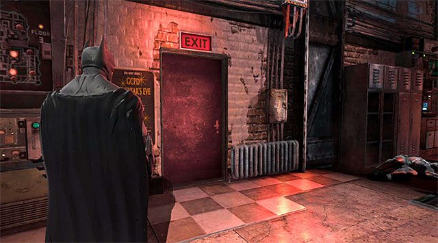 Wyjście z sali z policyjnym komputerem - Przedostań się do banku Gotham Merchants - Batman: Arkham Origins - poradnik do gry