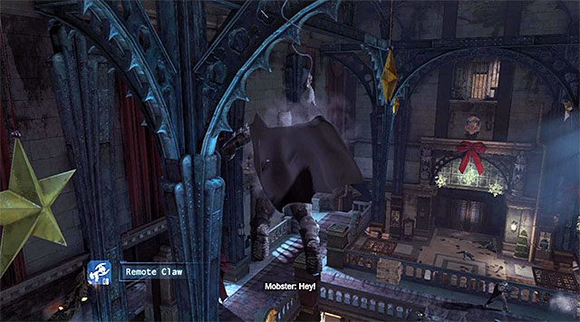 Korzystaj z posągów do przemieszczania się po głównej sali banku - Pojmij Jokera - Batman: Arkham Origins - poradnik do gry