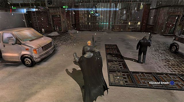 Do zlikwidowania powinno pozostać już tylko trzech przeciwników patrolujących główny plac - Zbadaj hutę - dotarcie do huty - Batman: Arkham Origins - poradnik do gry