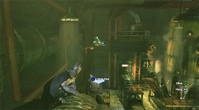 Pomagaj sobie łapiąc się posągów z wykorzystaniem haka - Zbadaj hutę - laboratorium farmaceutyczne - Batman: Arkham Origins - poradnik do gry