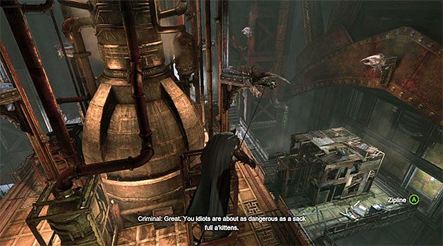 Rozwinięcie liny może ci pomóc w rozwiązaniu problemu posągów z pułapkami - Odszukaj bomby Świetlika - Batman: Arkham Origins - poradnik do gry