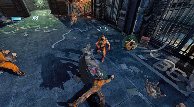 Ekspertów od sztuk walk poznasz po pomarańczowych opaskach na głowie - Powstrzymaj Jokera #2 - blok więzienny B - Batman: Arkham Origins - poradnik do gry