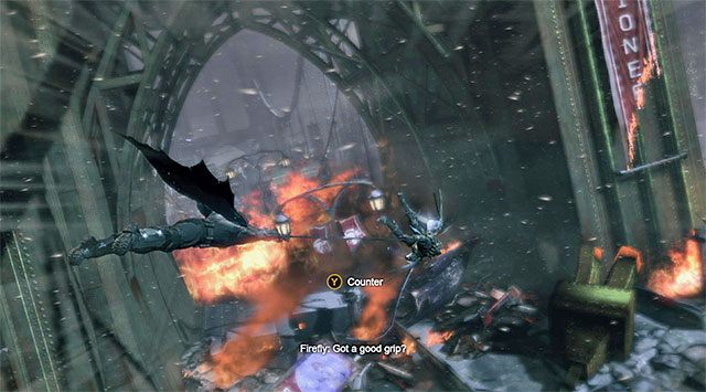Musisz dwukrotnie wybronić się przed zderzeniem z przeszkodą - Świetlik (Firefly) - Batman: Arkham Origins - poradnik do gry