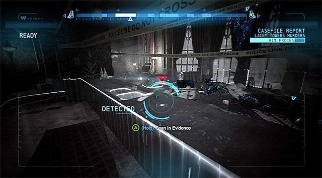 Wyrusz teraz w stronę wyjścia z apartamentu, przy czym po skorzystaniu ze schodów skręć w prawo i zbadaj zlokalizowaną po prawej stronie ladę - Rozwiąż sprawę w Lacey Towers - Batman: Arkham Origins - poradnik do gry