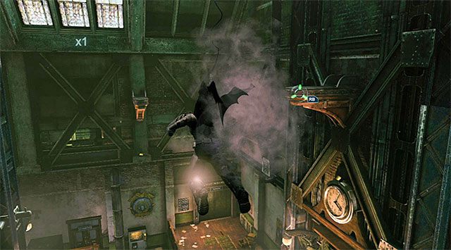 Wykorzystuj punkty obserwacyjne do przemieszczania się po całej sali - Uzyskaj dostęp do serwerów policji - główna sala - Batman: Arkham Origins - poradnik do gry