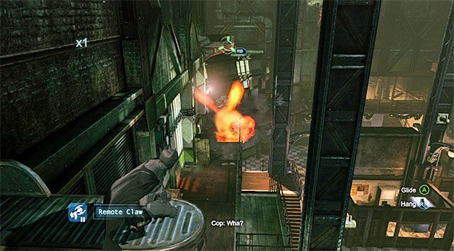 Warto przyciągać do przeciwników wybuchowe przedmioty - Uzyskaj dostęp do serwerów policji - główna sala - Batman: Arkham Origins - poradnik do gry