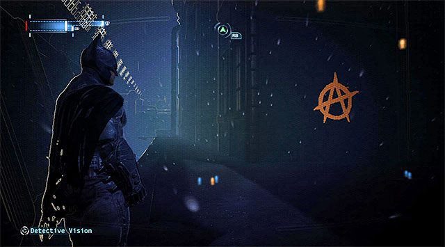 Przykładowy symbol (są one widoczne wyłącznie w trybie detektywa!) - Symbole Anarkyego (Anarky Tags) - Batman: Arkham Origins - poradnik do gry