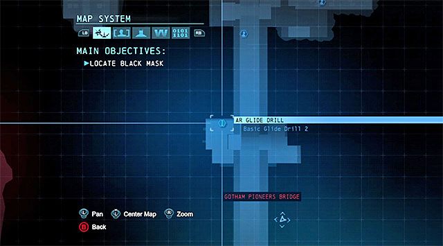 W celu rozpoczęcia tego ćwiczenia musisz dotrzeć do centralnej części mostu Pioneers Bridge w Gotham [Gotham Pioneers Bridge] (powyższy screen) - System Mrocznego Rycerza - Batman: Arkham Origins - poradnik do gry