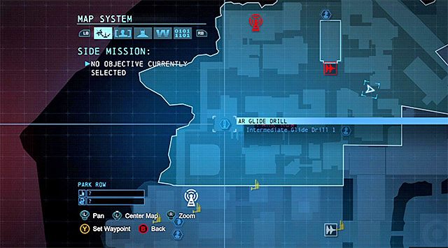 W celu rozpoczęcia tego ćwiczenia musisz dotrzeć do zachodniej części dzielnicy [Park Row] (powyższy screen) - System Mrocznego Rycerza - Batman: Arkham Origins - poradnik do gry