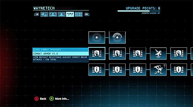 Okno modyfikacji walki w zwarciu - Modyfikacje walki w zwarciu - Batman: Arkham Origins - poradnik do gry