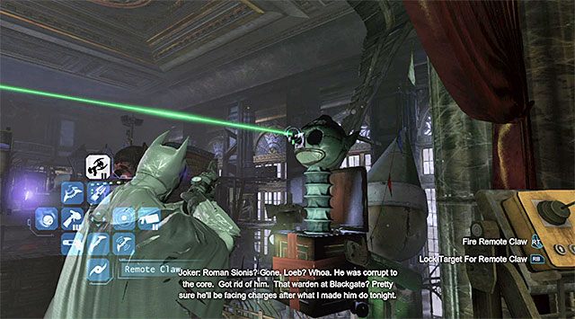 Po wygranej bitwie zlokalizuj balkonik z interaktywną krawędzią i dotrzyj na niego z pomocą haka - Dotarcie do apartamentu Jokera - zachodnia wieża - Batman: Arkham Origins - poradnik do gry