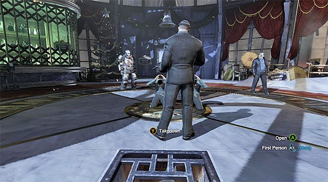 Rozpocznij bitwę od zaatakowania przeciwnika stojącego przy szybie wentylacyjnym - Dotarcie do apartamentu Jokera - zachodnia wieża - Batman: Arkham Origins - poradnik do gry