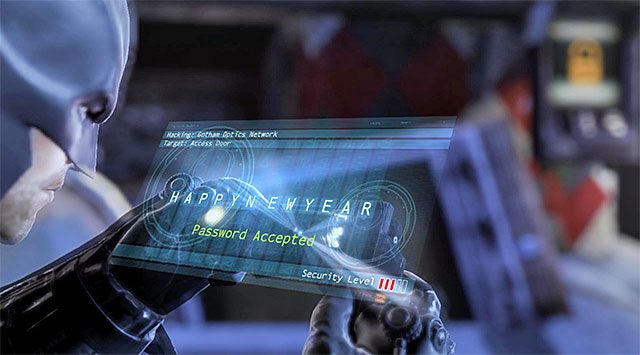 Przyczyń się do podniesienia nowej metalowej bramki dzięki użyciu rękawic elektrycznych i przejdź do sali, w której Joker rozmieścił serię bomb - Dotarcie do apartamentu Jokera - górne piętra - Batman: Arkham Origins - poradnik do gry