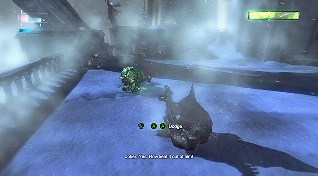 Silne uderzenie w ziemię w wykonaniu bossa - Pokonaj Banea - Batman: Arkham Origins - poradnik do gry