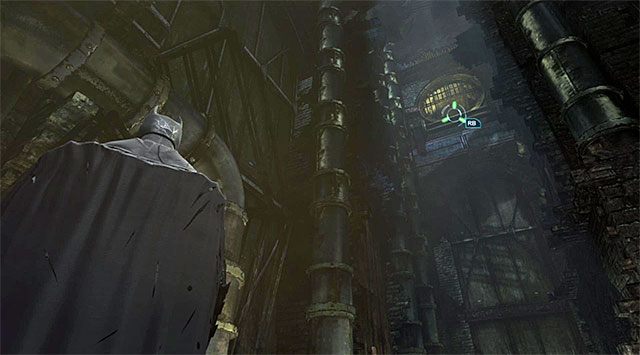 Musisz złapać się wyżej położonej krawędzi - Odszukaj lokalizator umieszczony na Baneie - Batman: Arkham Origins - poradnik do gry