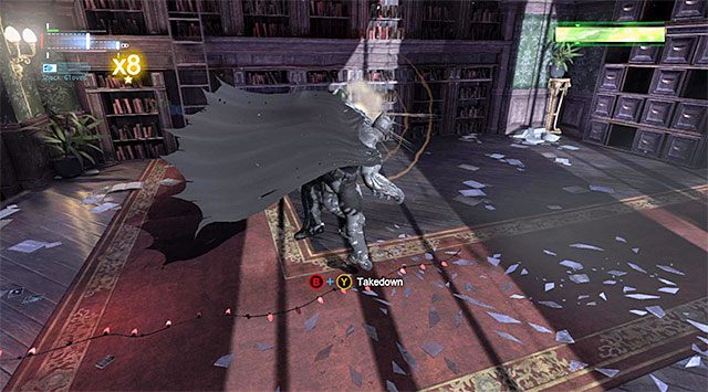 Jeśli zaś chodzi o atakowanie ulepszonego Banea, rozpoczynaj w taki sam sposób co wcześniej, czyli wciskając trzy razy pod rząd przycisk/klawisz odpowiedzialny za ogłuszenie wroga peleryną (upewniaj się jednak, że Bane sam nie przygotowuje się do ataku - Bane - Batman: Arkham Origins - poradnik do gry