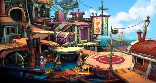 Korzystając z mapy, przenieś się do doków, a stamtąd do portu - Dziobak wody | Dogadaj się z Wielmożną Goal | Chaos on Deponia - Chaos on Deponia - poradnik do gry