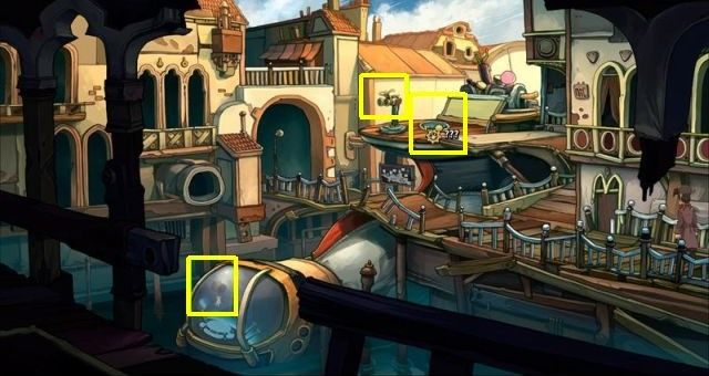 Udaj się do tawerny i porozmawiaj z Garlefem na temat turnieju papier-nożyce-kamień - Zwycięż w pojedynku z Garlefem | Dogadaj się z Dzidzią Goal | Chaos on Deponia - Chaos on Deponia - poradnik do gry