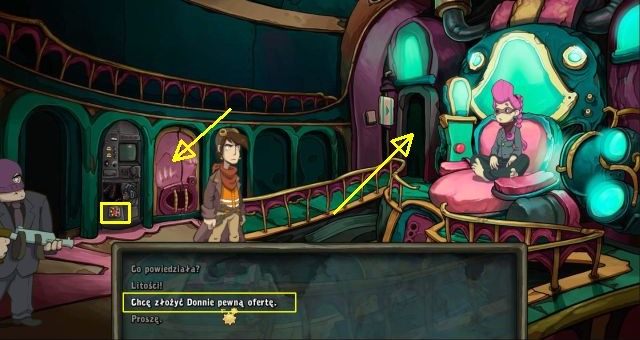 Kliknij drzwi do pokoju radiowego, Rufus odbierze komunikat od Kletusa, a w jego ekwipunku wylądują slajdy - Zwycięż w pojedynku z Garlefem | Dogadaj się z Dzidzią Goal | Chaos on Deponia - Chaos on Deponia - poradnik do gry