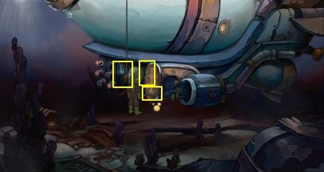 Z szafki po lewej zabierz strój do nurkowania - Stwórz kukłę Rufusa | W pogoni za Goal | Chaos on Deponia - Chaos on Deponia - poradnik do gry