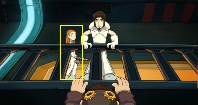 W trakcie bójki Rufusa z Kletusem i Wielmożnej Goal z Dzidzią / Zadziorną Goal musisz przekazać Zadziornej Goal informację - Pokonaj Kletusa | W pogoni za Goal | Chaos on Deponia - Chaos on Deponia - poradnik do gry