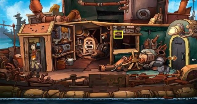 Drugi fragment leży w warsztacie Doktorka, na górnej półce po prawej - Poradnik do gry - Puzzle | Chaos on Deponia - Chaos on Deponia - poradnik do gry