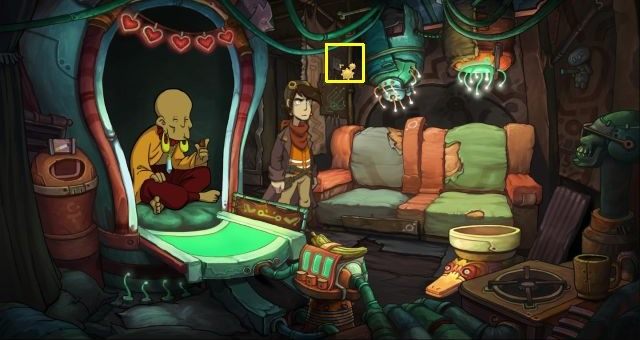 Dziesiąty wisi na ścianie w namiocie Wróża (obok makatki) - Poradnik do gry - Puzzle | Chaos on Deponia - Chaos on Deponia - poradnik do gry