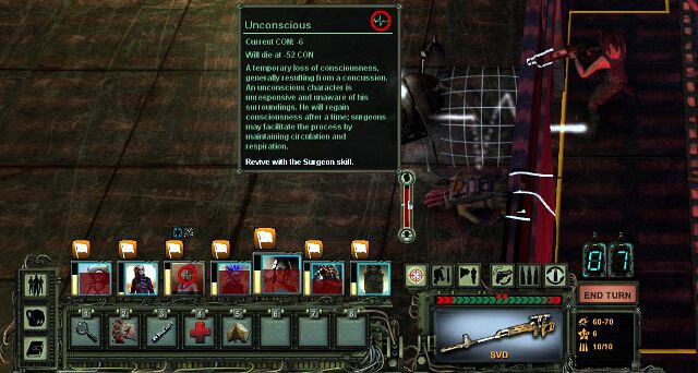 Spadek punktów KON (CON) do 0 nie oznacza jeszcze śmierci, a tylko utratę przytomności - Kontuzje i śmierć | Drużyna w Wasteland 2 - Wasteland 2 - poradnik do gry