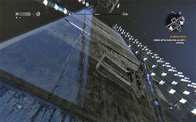 Niezależnie od wybranego wariantu zachowania dotrzyj do oświetlonego obszaru zlokalizowanego tuż pod żarówkami - 10 - Szperacze (Searchlights) | Poboczne zadania - Slumsy | Solucja Dying Light - Dying Light - poradnik do gry