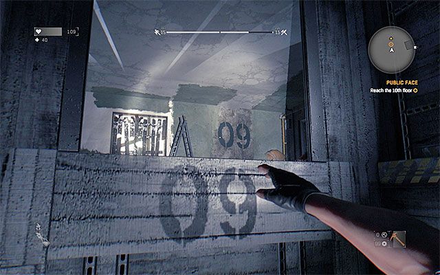 Celem wspinaczki w szybie windy jest przedostanie się na 9 piętro budynku - 10 - Malowanie ogniem (Public Face) | Główne zadania - Stare Miasto - Dying Light - poradnik do gry