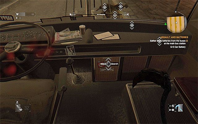 Twoje zadanie to wykradzenie trzech akumulatorów (Car Battery) i musisz w tym celu zacząć sprawdzać kolejne autobusy - 31 - Szturm i akumulatory (Assault and Batteries) | Poboczne zadania - Slumsy - Dying Light - poradnik do gry