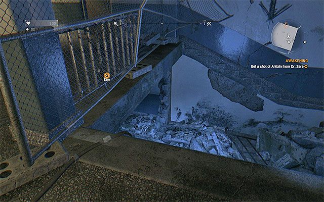 Wskocz do dziury w lobby i wyjdź z Wieży - 1 - Przebudzenie (Awakening) | Główne zadania - Slumsy | Solucja Dying Light - Dying Light - poradnik do gry