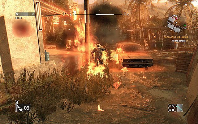 Pozbądź się wszystkich bandytów np. z pomocą koktajli Mołotowa i broni do rzucania - 2 - Dobrej nocy, Panie Bahir (Goodnight Mr. Bahir) | Poboczne zadania - Slumsy - Dying Light - poradnik do gry