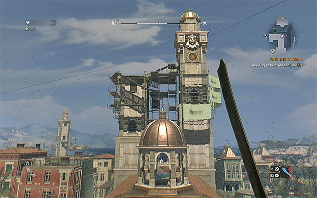 Kieruj się w stronę dwóch wież - siedziba Żaru jest na poddaszu tej wyższej - 8 - W poszukiwaniu żaru (Find the Embers) | Główne zadania - Stare Miasto - Dying Light - poradnik do gry