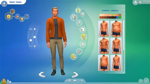 Jednocześnie po prawej stronie masz do dyspozycji kilka możliwych do wyboru sylwetek Sima - Sims 4: Ubiór Sima - tworzenie, kreator, CAS - Sims 4 - poradnik do gry