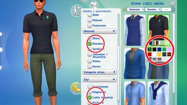 Przy wyborze rzeczy warto skorzystać z ich filtrowania - odpowiedni przycisk znajduje się ponad listą ubrań - Sims 4: Ubiór Sima - tworzenie, kreator, CAS - Sims 4 - poradnik do gry