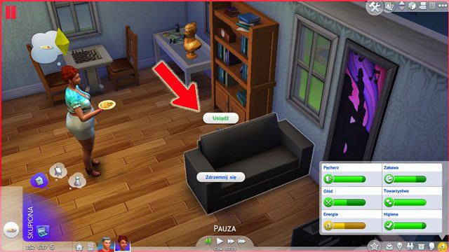 Aby kierować poczynaniami Sima należy kliknąć w danym miejscu (lewym przyciskiem myszy) co otworzy menu z dostępnymi interakcjami - Sims 4: Poruszanie się Sima, interakcje - Sims 4 - poradnik do gry