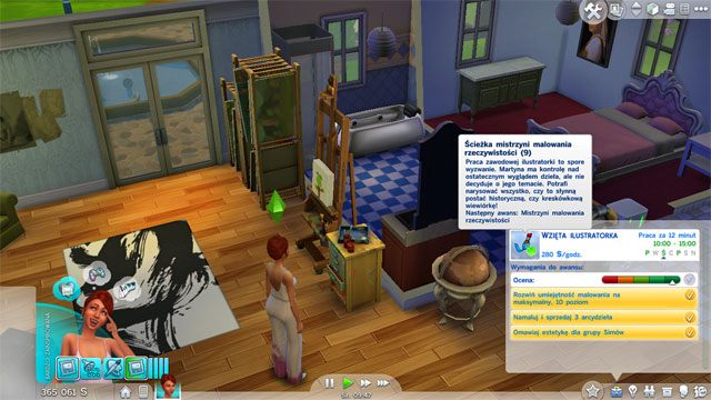 Po spełnieniu wszystkich warunków awansujesz na Mistrza malowania rzeczywistości (10 A) i otrzymujesz niezbyt atrakcyjną studyjną lampę stojącą - Sims 4: Malarz - kariera, porady - Sims 4 - poradnik do gry