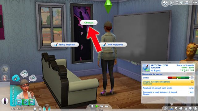 Decydując się na drugą ścieżkę zostajesz Krytykiem teorii kolorów (7 B) - Sims 4: Malarz - kariera, porady - Sims 4 - poradnik do gry