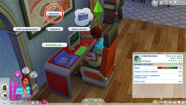 Decydując się na ścieżkę B awansujesz na stanowisko CyberZłodzieja (6 B) i otrzymasz nagrodę w postaci Satelity szpiegowskiego - Sims 4: Przestępca - kariera, porady - Sims 4 - poradnik do gry