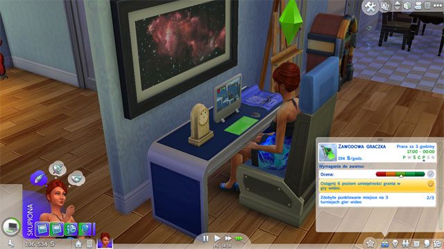 Po awansie na Zawodowego gracza (8 A) do dalszego awansu musisz nauczyć się umiejętności grania w gry wideo aż na 6 - Sims 4: Guru techniki - kariera, porady - Sims 4 - poradnik do gry