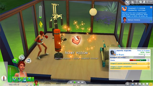 Zostając Agentem rządowym (6) wracasz do dbania o sprawność fizyczną - ćwicz dopóki nie osiągniesz 5 - Sims 4: Tajny agent - kariera, porady - Sims 4 - poradnik do gry